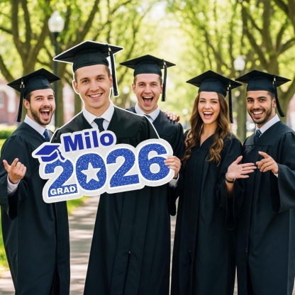 Custom Blue 2026 Graduation Big Head Cutout