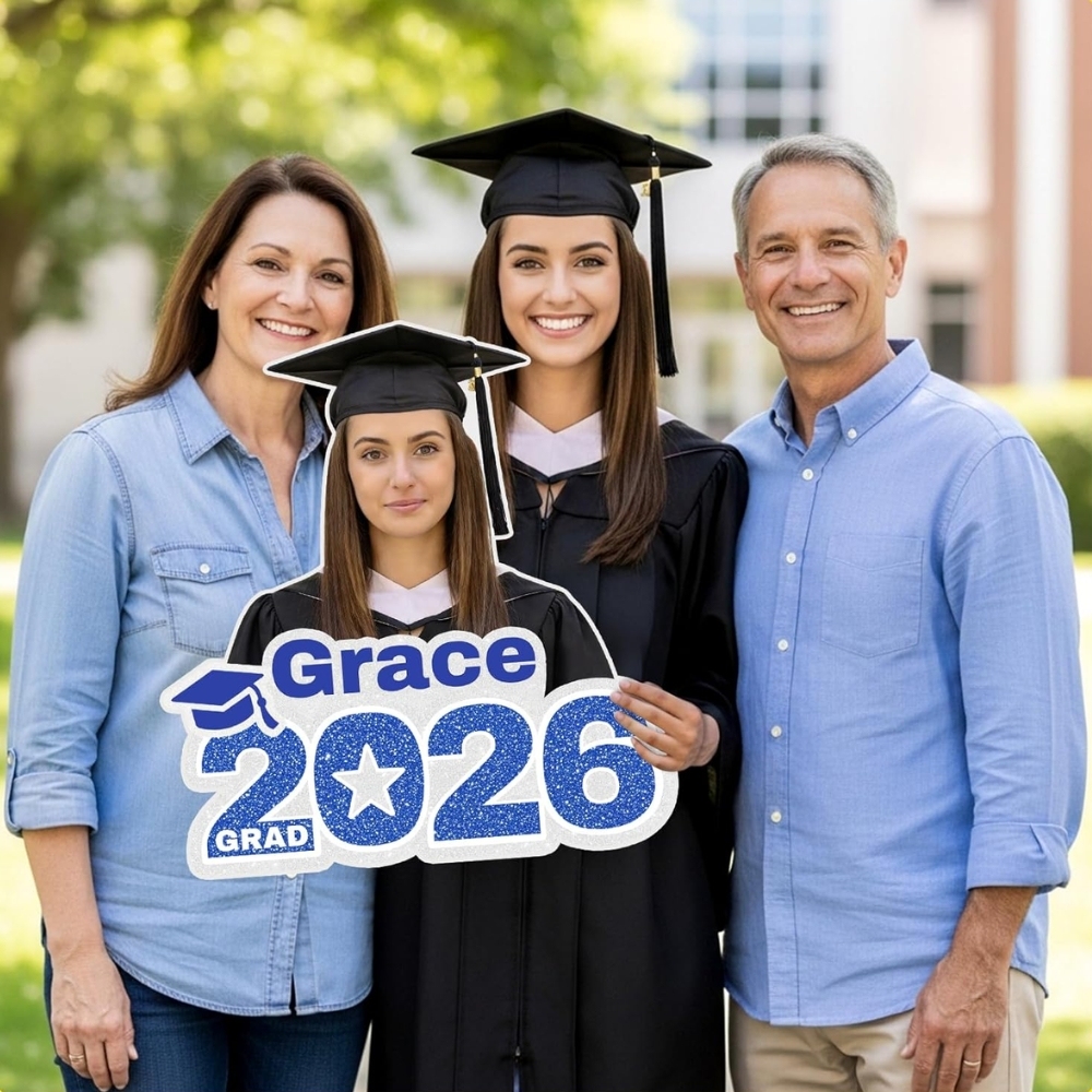Custom Blue 2026 Graduation Big Head Cutout