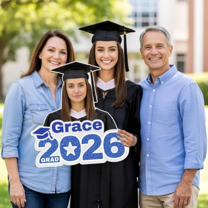 Custom Blue 2026 Graduation Big Head Cutout