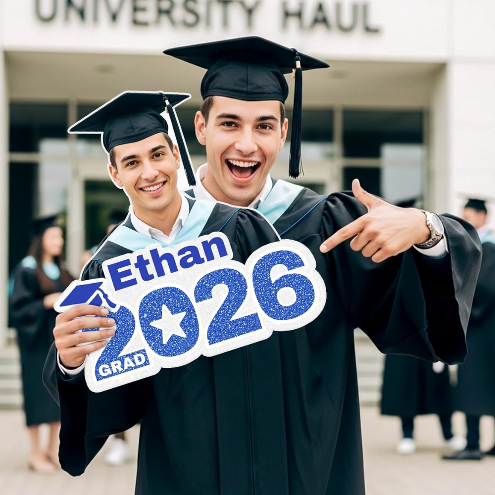 Custom Blue 2026 Graduation Big Head Cutout
