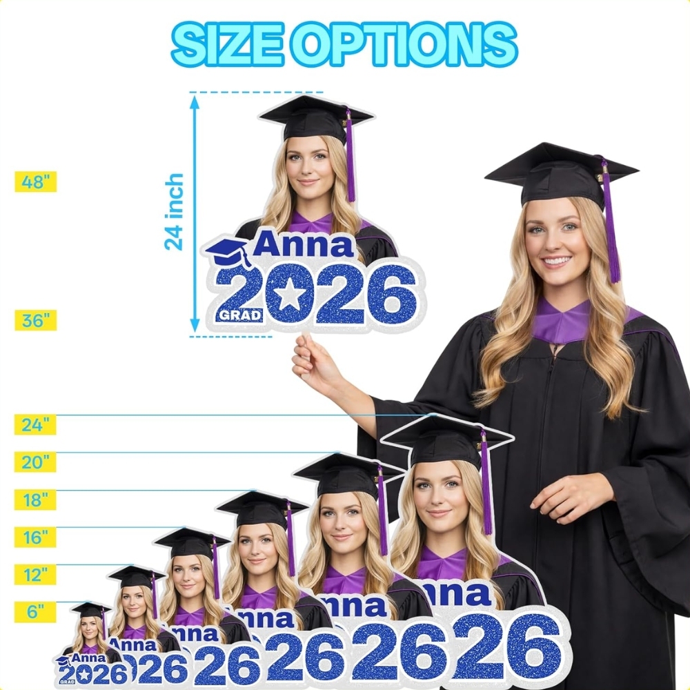 Custom Blue 2026 Graduation Big Head Cutout