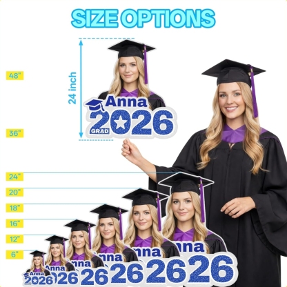 Custom Blue 2026 Graduation Big Head Cutout