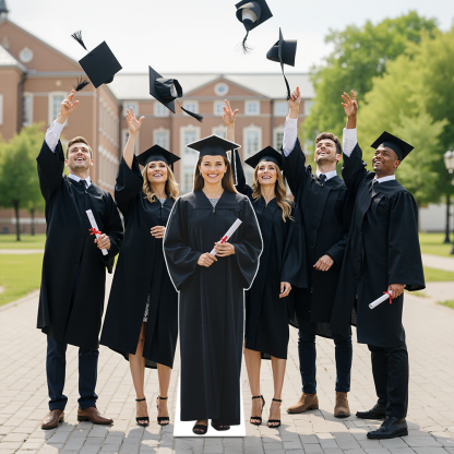 Graduation cap toss cardboard cutout display