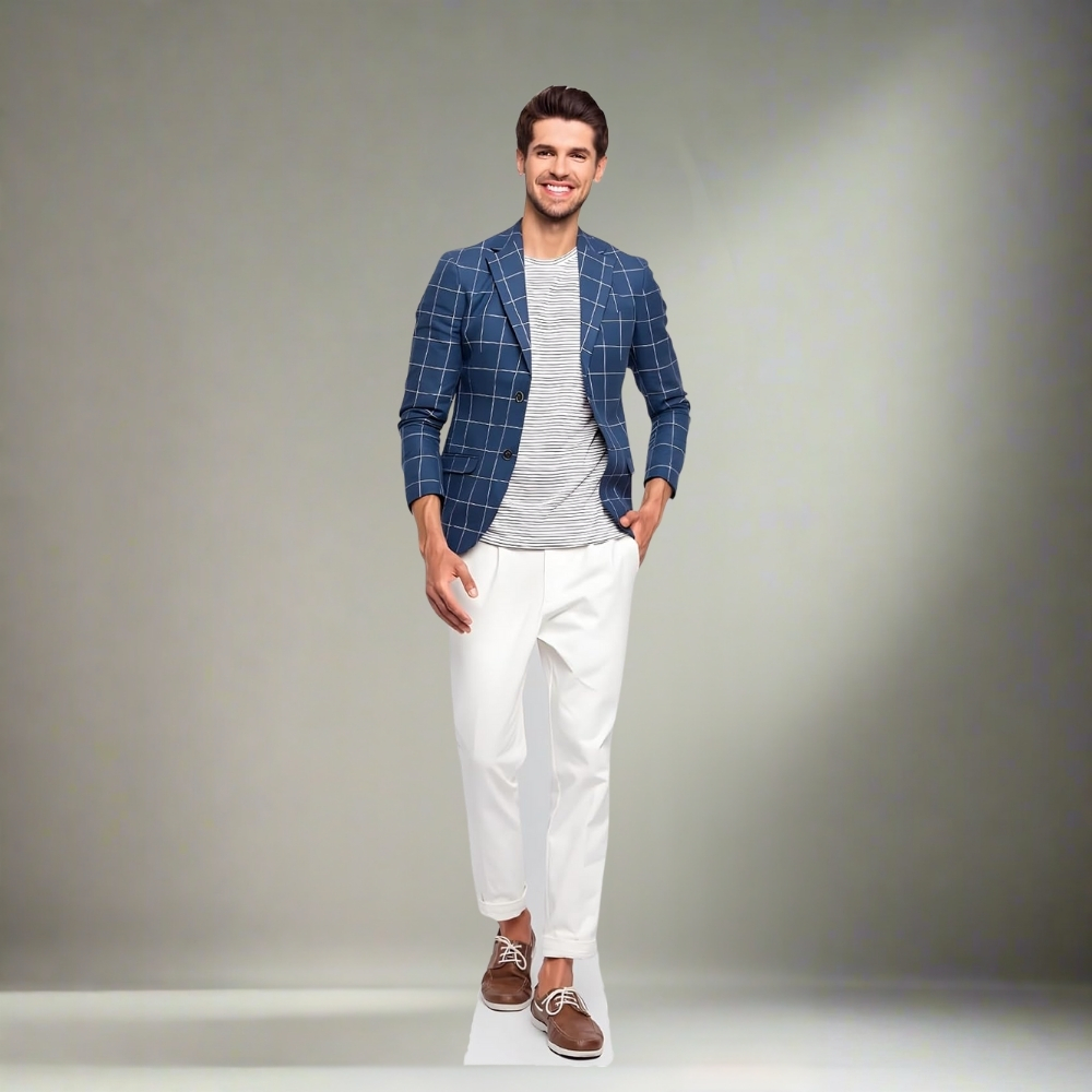 Life size cardboard cutout standing as a photo standee