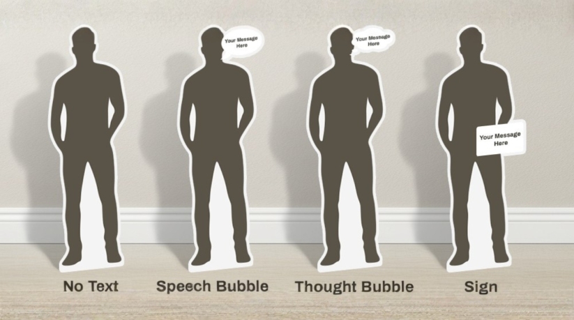 Speech bubble style options for life-size cutout