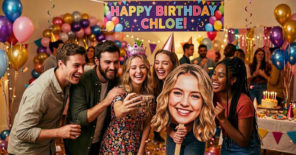 Birthday party big head cutout ideas