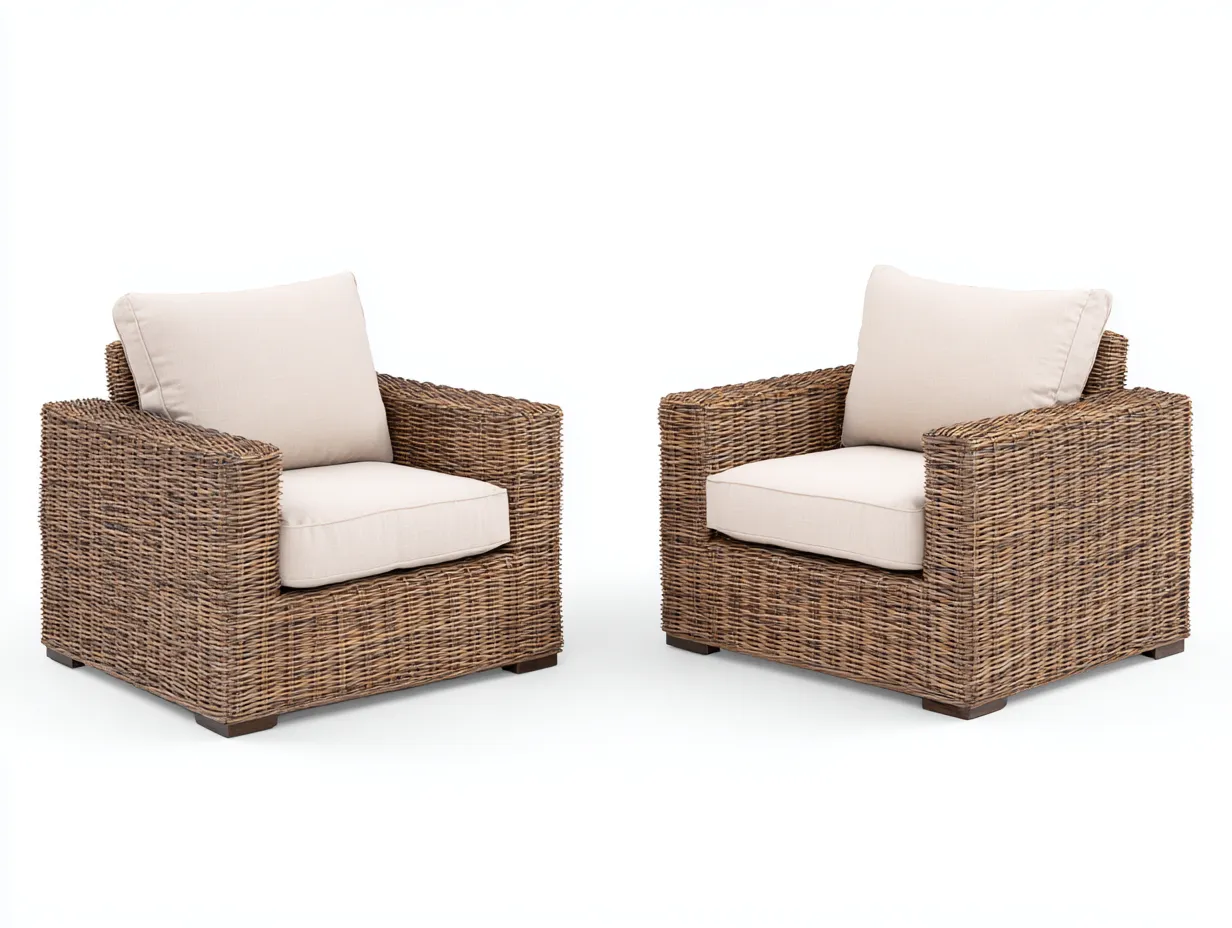 Set di poltrone da giardino in rattan sintetico – 90×85×80 cm – beige/marrone naturale – stile moderno e confortevole-Havenoliq