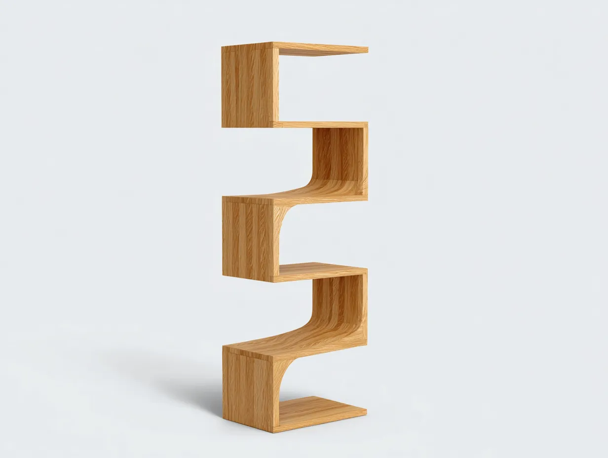 Libreria moderna 45×30×175 cm – rovere chiaro – design a forma ondulata-Havenoliq