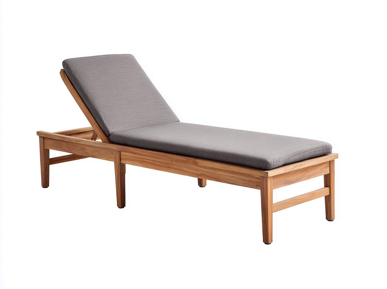 Lettino prendisole da giardino in legno di teak – 200×65×35 cm – rovere naturale/grigio – schienale regolabile e cuscino imbottito-Havenoliq