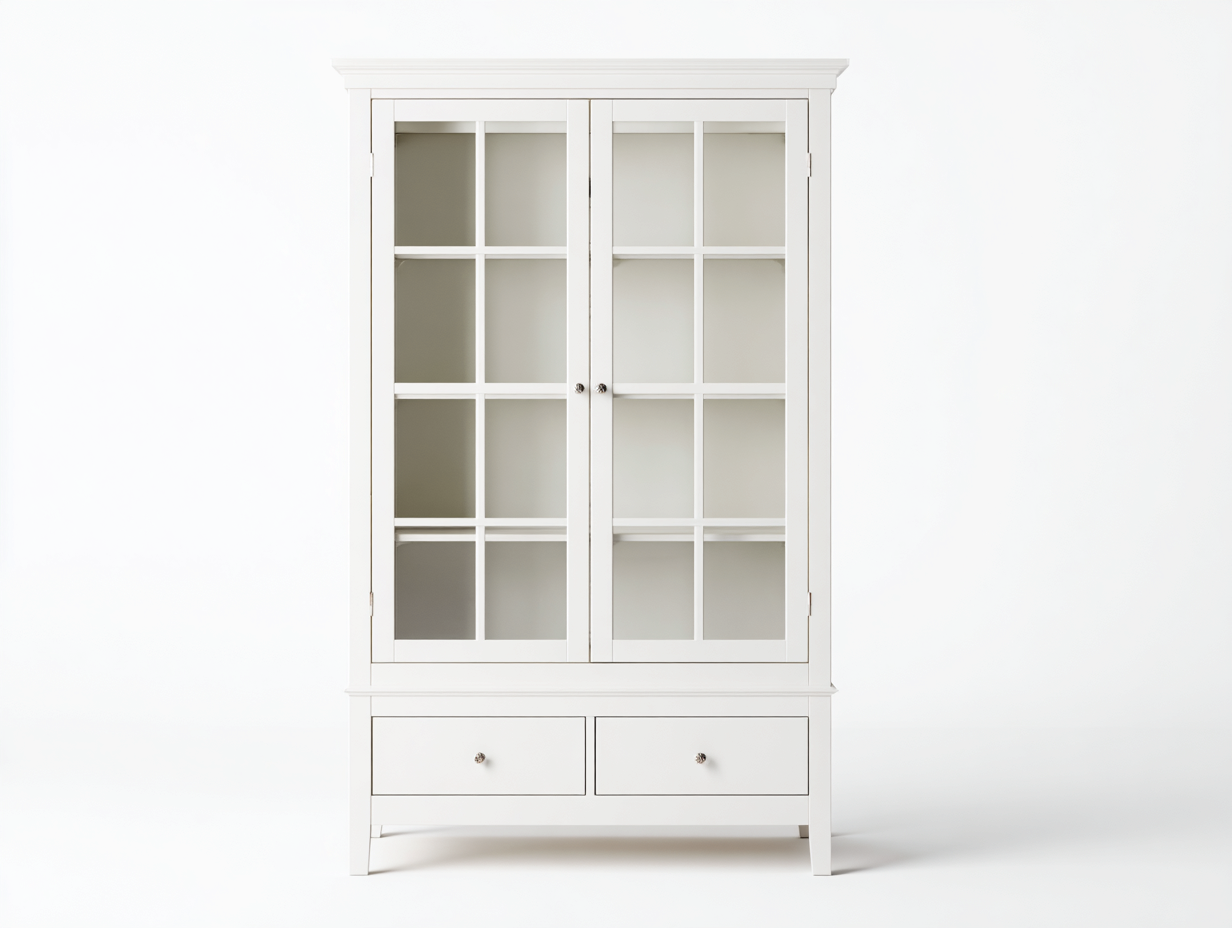 Mobile da pranzo in legno 100×40×185 cm – bianco – stile classico con spazio contenitivo-Havenoliq