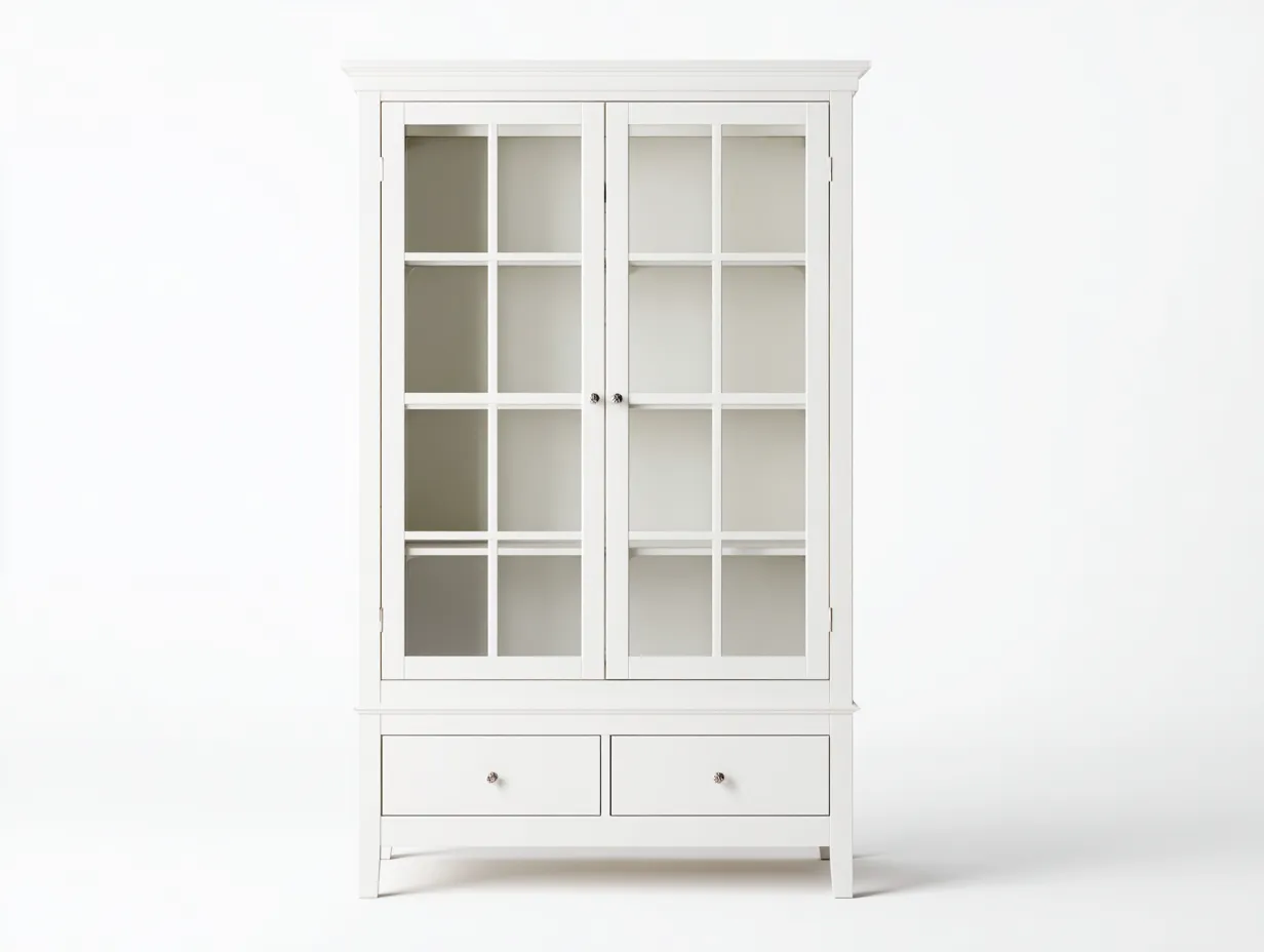 Mobile da pranzo in legno 100×40×185 cm – bianco – stile classico con spazio contenitivo-Havenoliq