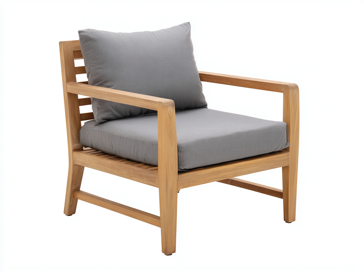 Poltrona da giardino in legno di teak – 72×80×78 cm – grigio/naturale – design moderno per esterni-Havenoliq