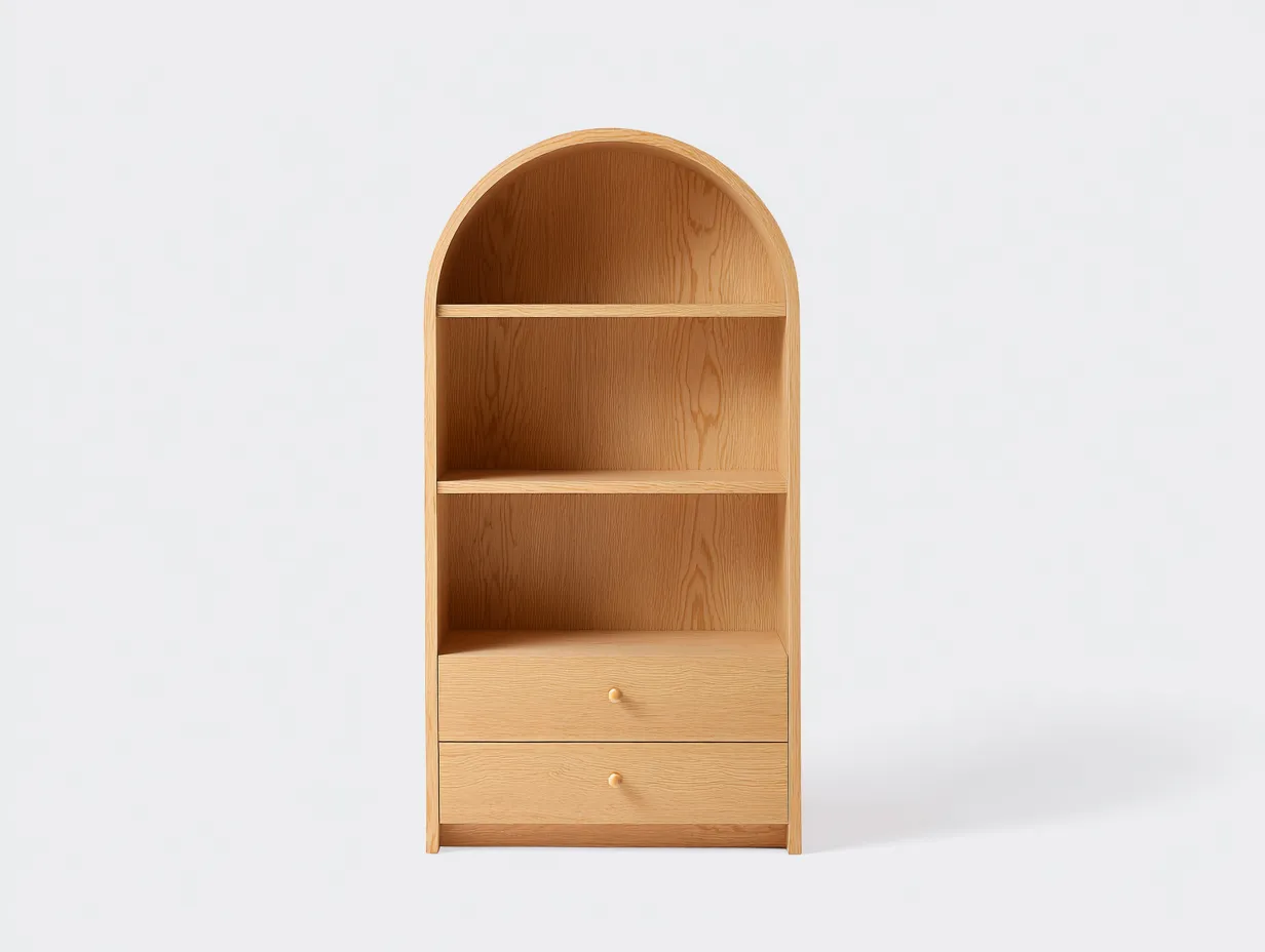 Libreria in legno massiccio 60×35×140 cm – rovere naturale – con spazio contenitivo-Havenoliq