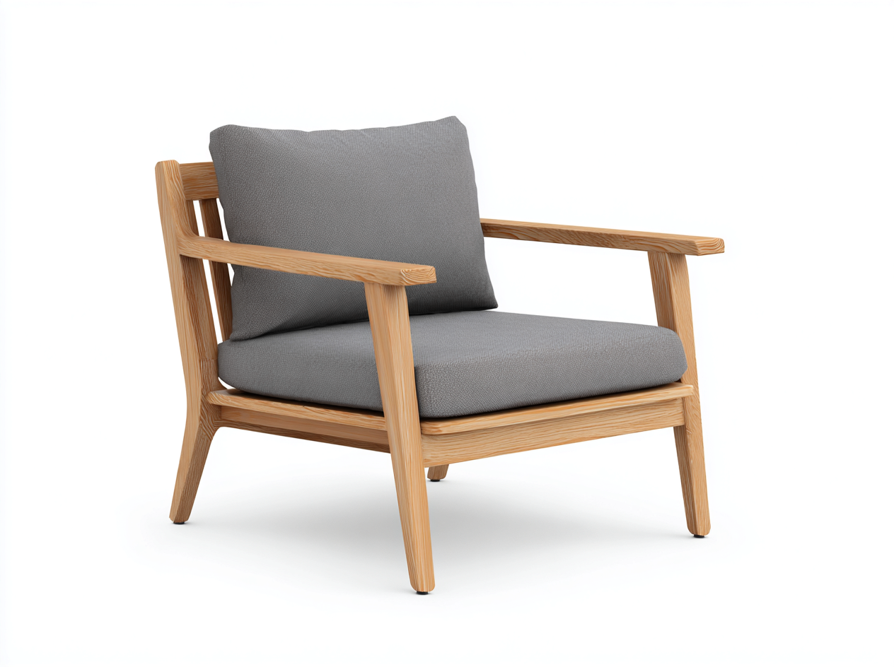 Poltrona da giardino in legno di teak – 75×80×80 cm – rovere naturale/grigio – design moderno e confortevole per esterni-Havenoliq