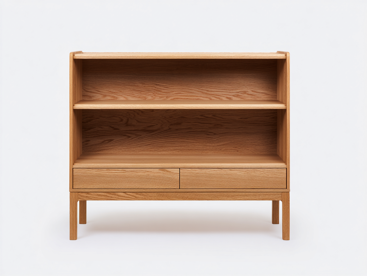 Libreria in legno 100×35×100 cm – rovere naturale – con spazio contenitivo-Havenoliq