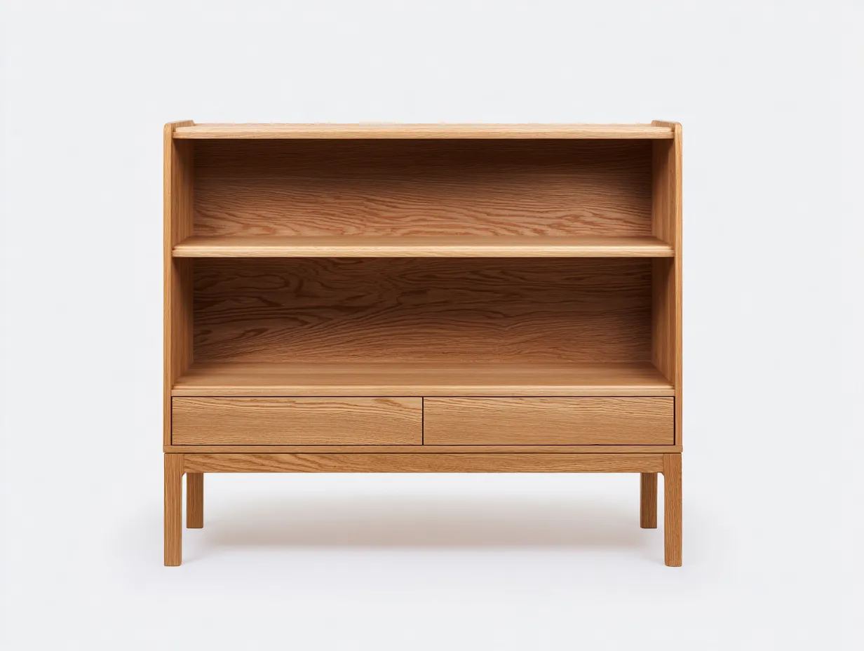 Libreria in legno 100×35×100 cm – rovere naturale – con spazio contenitivo-Havenoliq