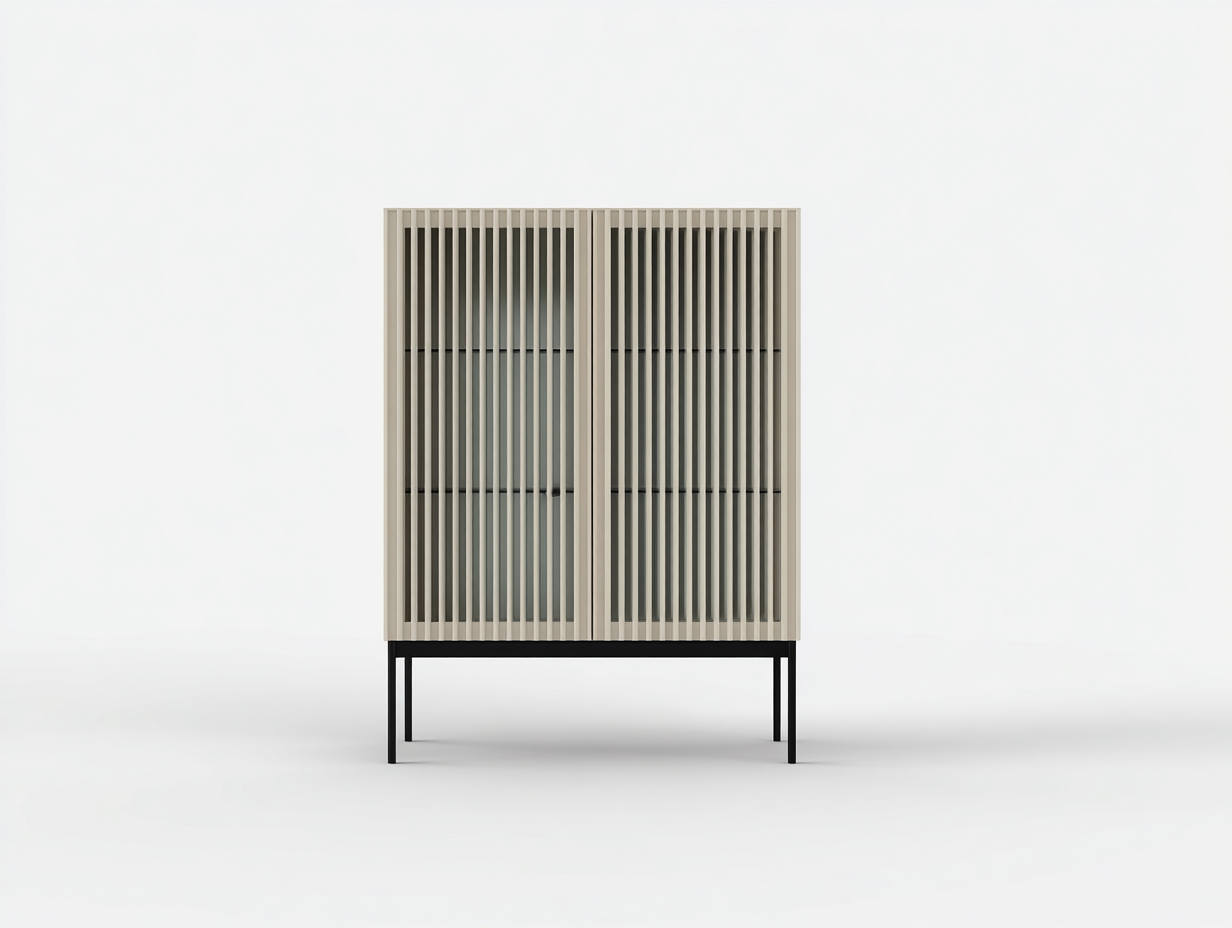 Mobile da pranzo in legno e metallo 100×40×160 cm – beige chiaro – stile moderno con spazio contenitivo-Havenoliq