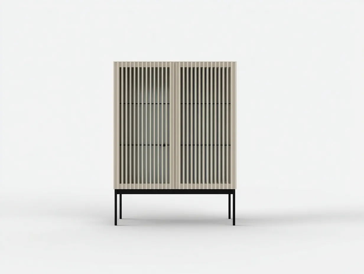 Mobile da pranzo in legno e metallo 100×40×160 cm – beige chiaro – stile moderno con spazio contenitivo-Havenoliq