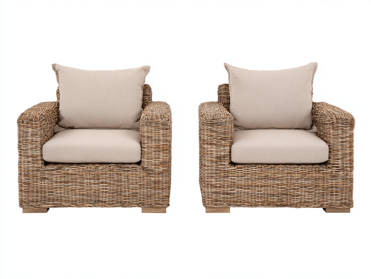 Set di due poltrone da giardino in rattan sintetico – 90×85×80 cm – marrone/beige – stile naturale e confortevole per esterni-Havenoliq