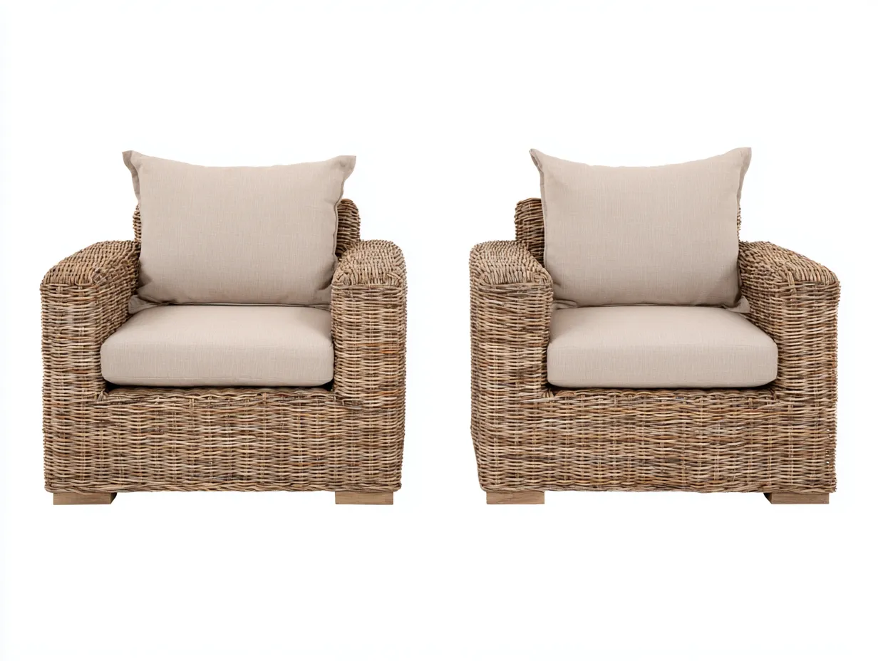 Set di due poltrone da giardino in rattan sintetico – 90×85×80 cm – marrone/beige – stile naturale e confortevole per esterni-Havenoliq