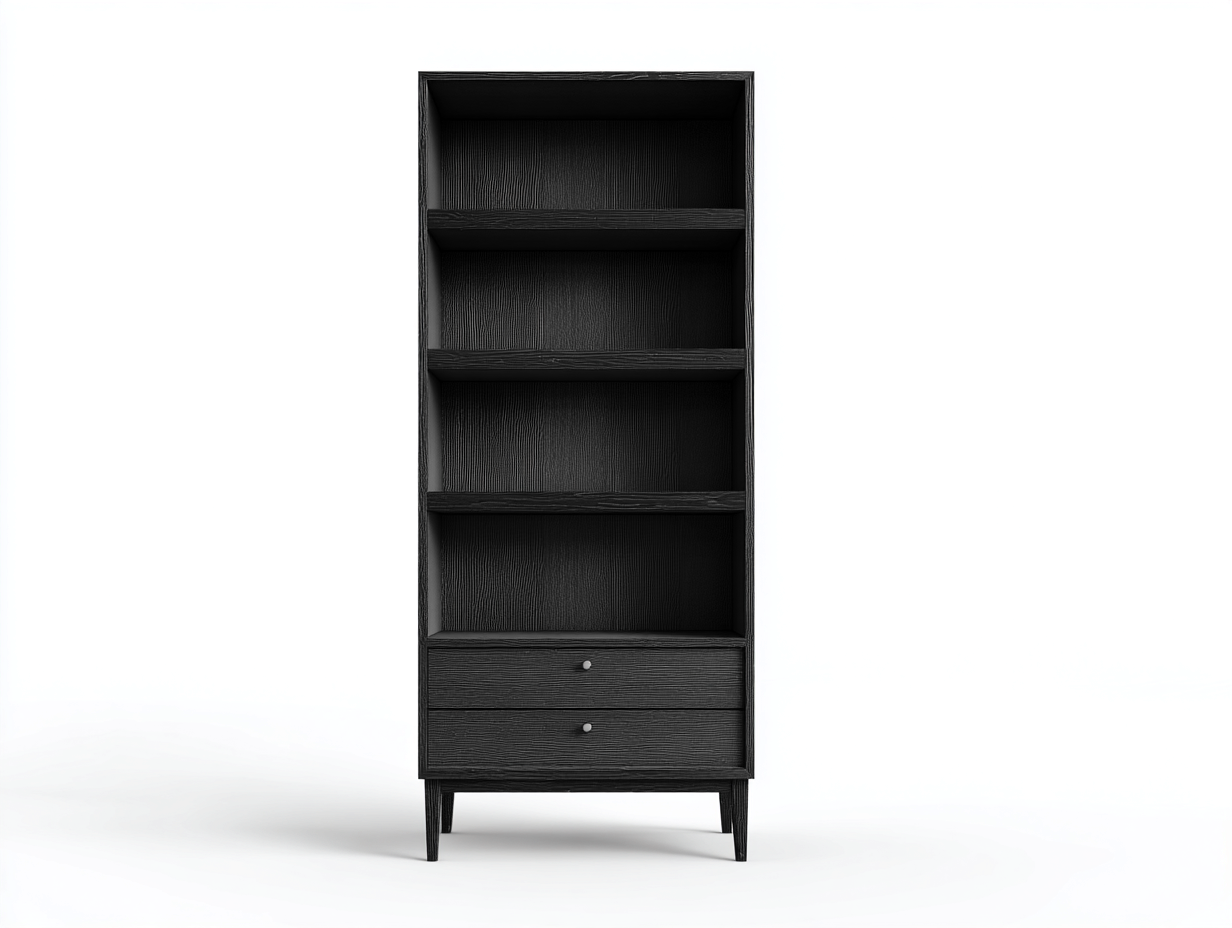 Libreria alta in legno nero 70×35×160 cm – colore nero – con spazio di archiviazione-Havenoliq