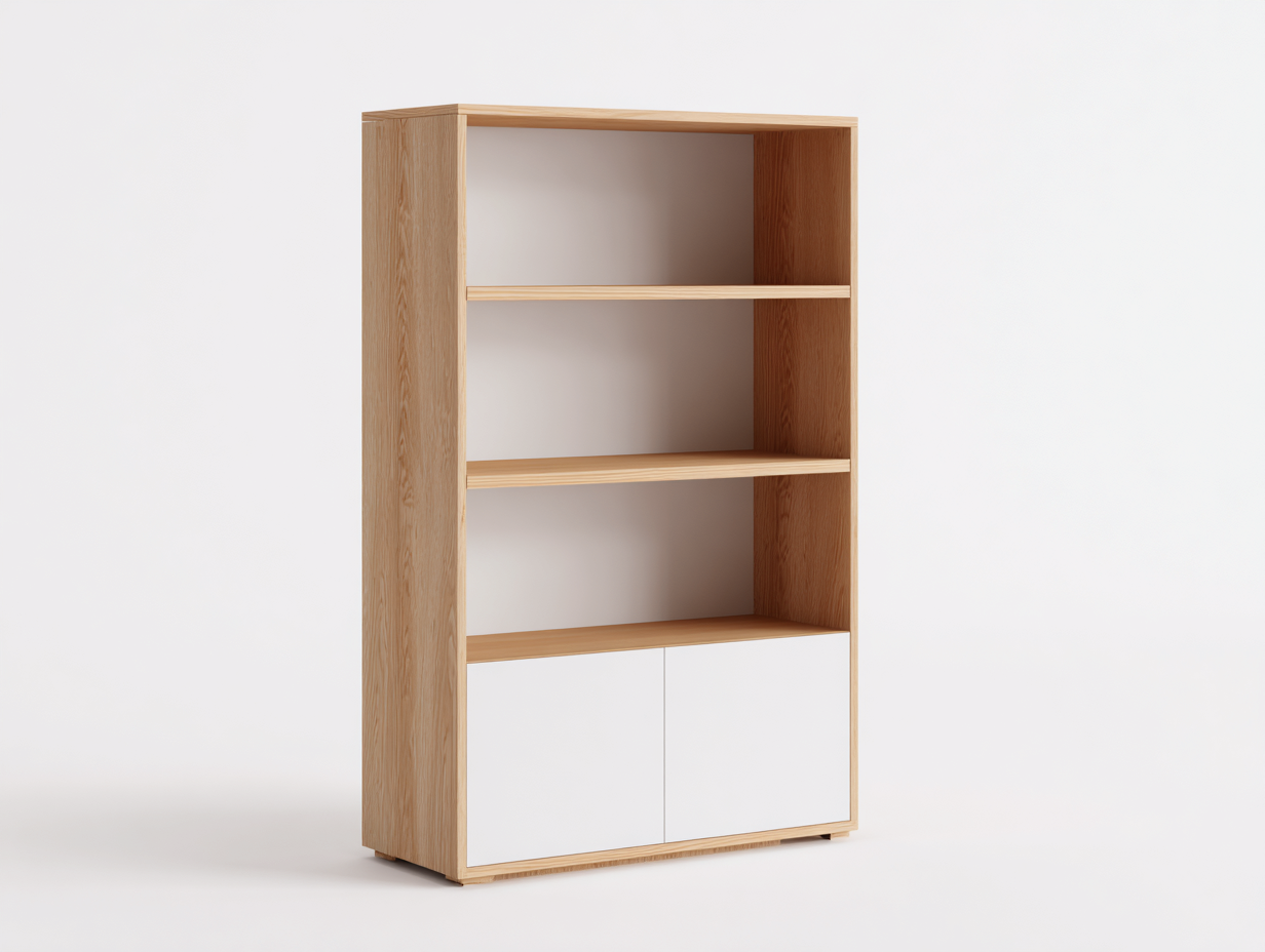 Libreria contemporanea in legno 85×35×165 cm – rovere chiaro/bianco – con spazio contenitore-Havenoliq