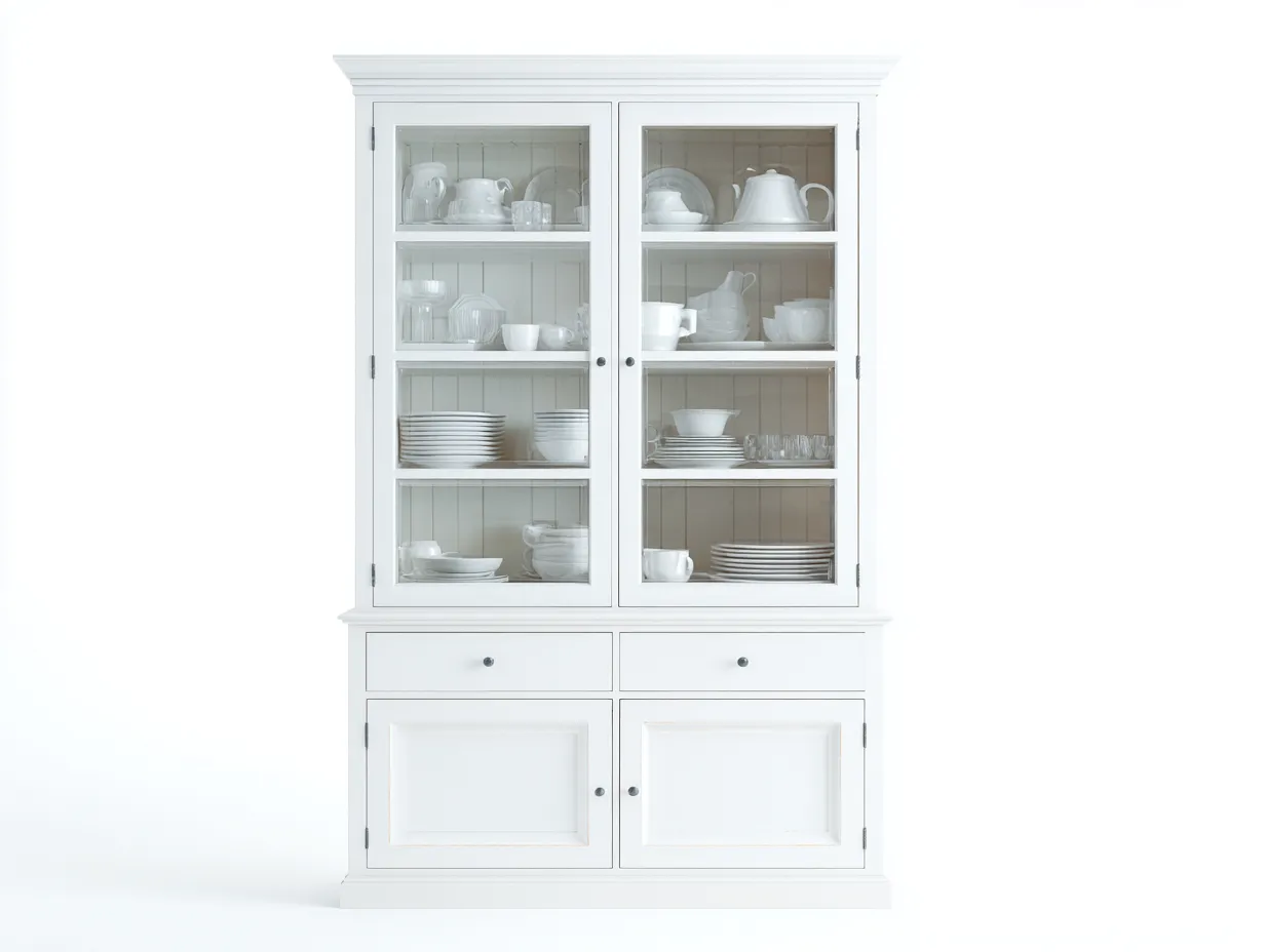 Mobile da pranzo in legno 115×45×200 cm – bianco – stile classico con spazio contenitivo-Havenoliq