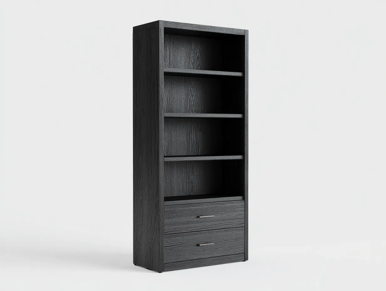 Libreria in legno 80×35×190 cm – nero – con spazio contenitivo-Havenoliq