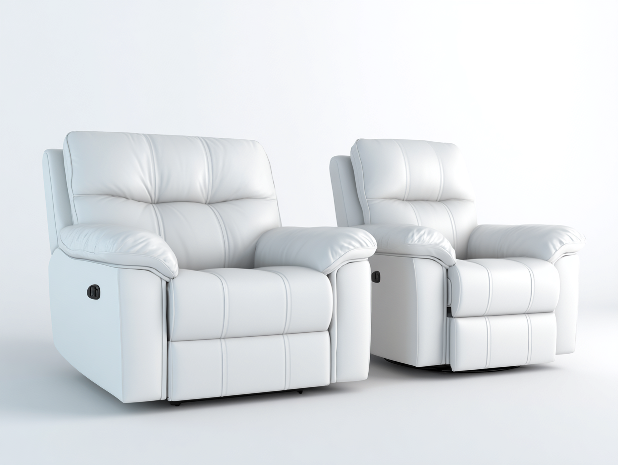 Set di 2 poltrone reclinabili in pelle 100×95×100 cm / 90×95×100 cm – bianco – design moderno con funzione relax manuale-Havenoliq