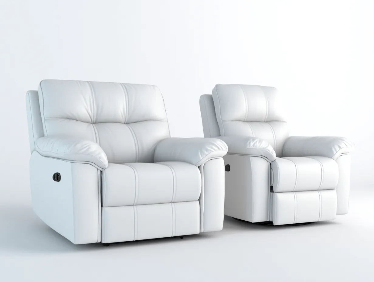 Set di 2 poltrone reclinabili in pelle 100×95×100 cm / 90×95×100 cm – bianco – design moderno con funzione relax manuale-Havenoliq