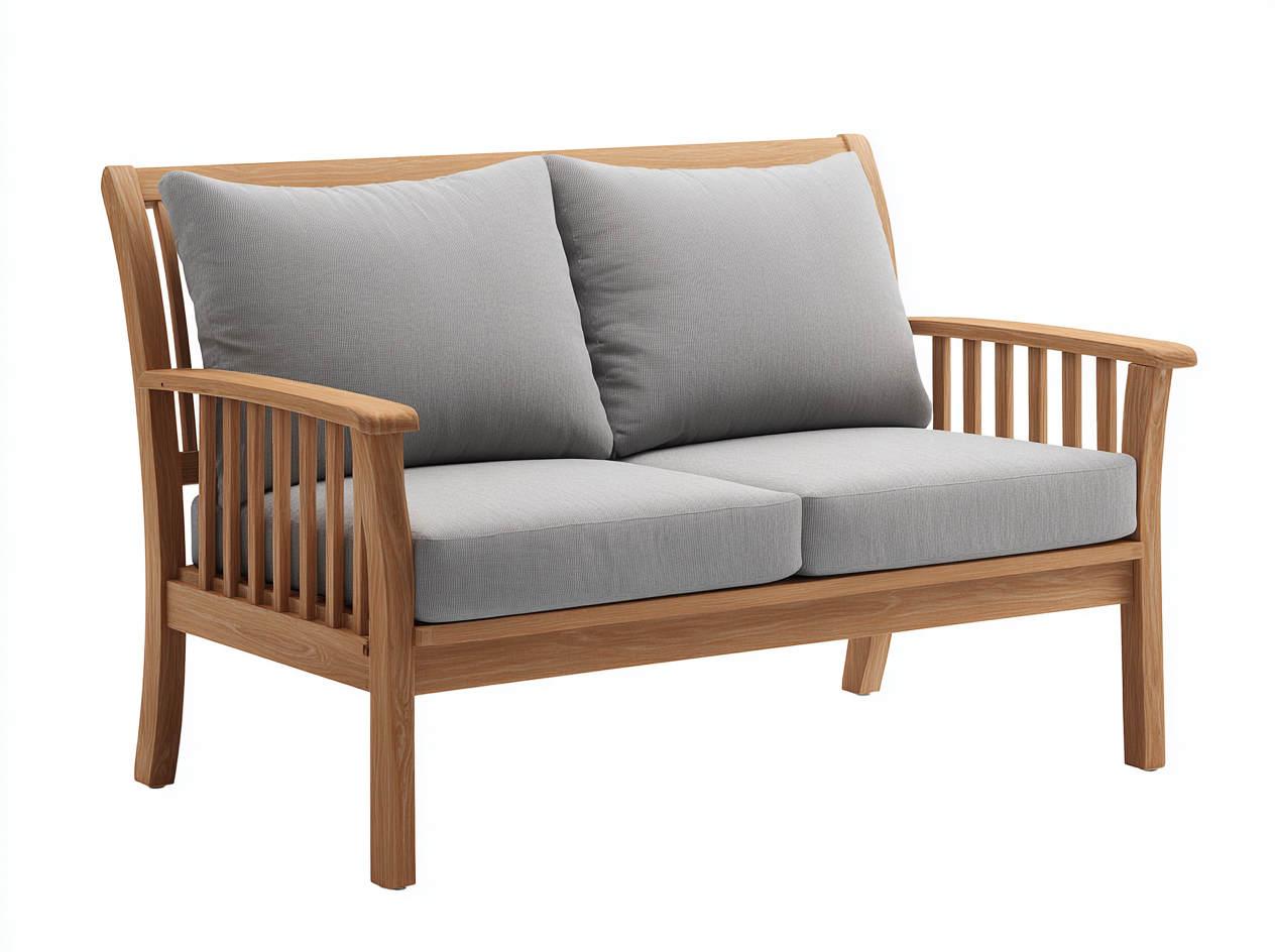 Divano da giardino in teak a 2 posti – 150×85×90 cm – grigio chiaro/legno naturale – design elegante e resistente-Havenoliq