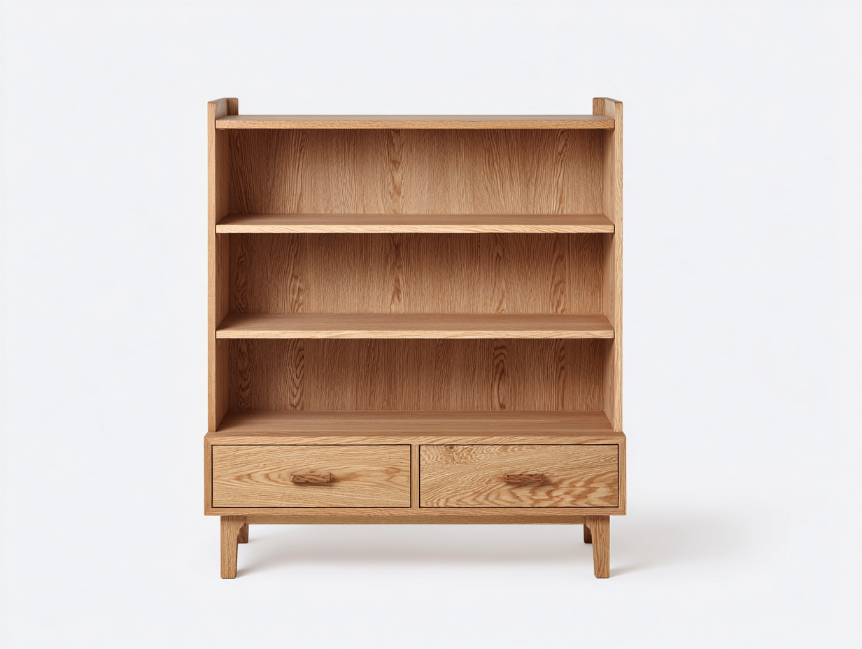 Libreria in legno 90×35×130 cm – rovere naturale – con spazio contenitivo-Havenoliq