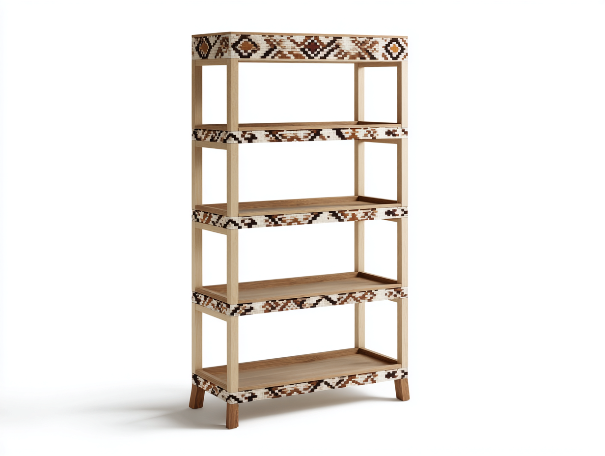 Libreria in legno 80×35×175 cm – rovere naturale – con dettagli decorativi-Havenoliq