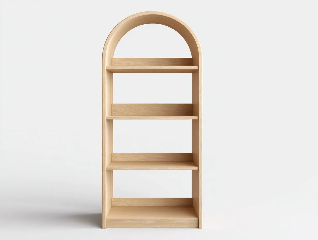 Libreria ad arco in legno 80×35×170 cm – rovere chiaro – design moderno-Havenoliq