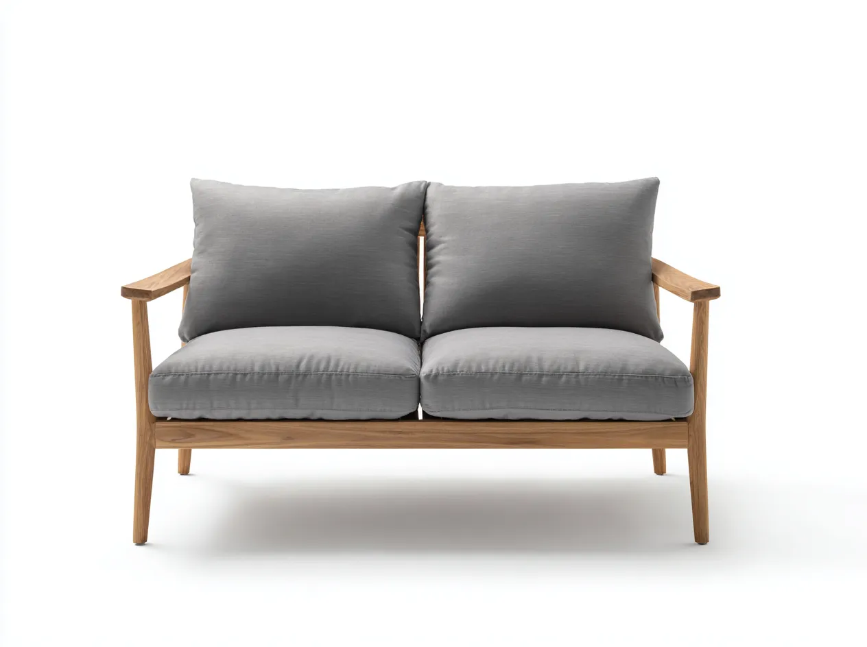 Divano da giardino in teak a 2 posti – 140×80×85 cm – grigio chiaro/legno naturale – design elegante e moderno con cuscini ergonomici-Havenoliq