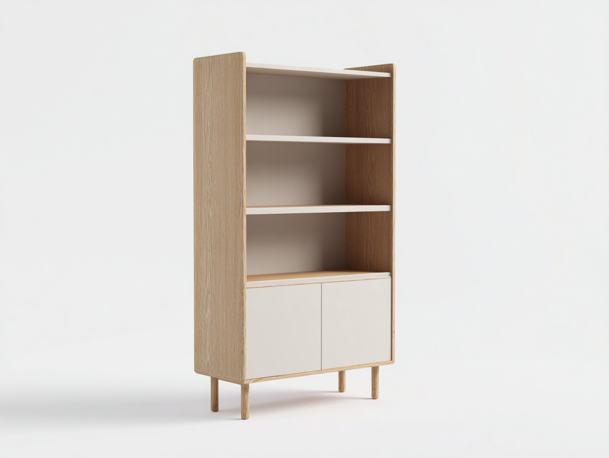 Libreria moderna in legno 90×35×165 cm – rovere chiaro/bianco – con spazio contenitore-Havenoliq