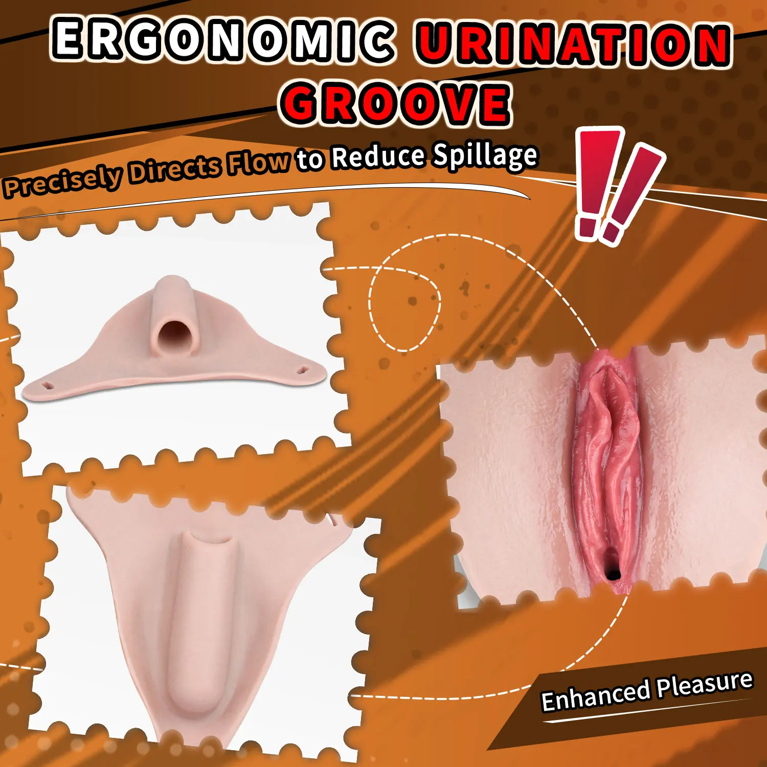 High Quality Realistic Silicone Vagina Pad with Adjustable Straps