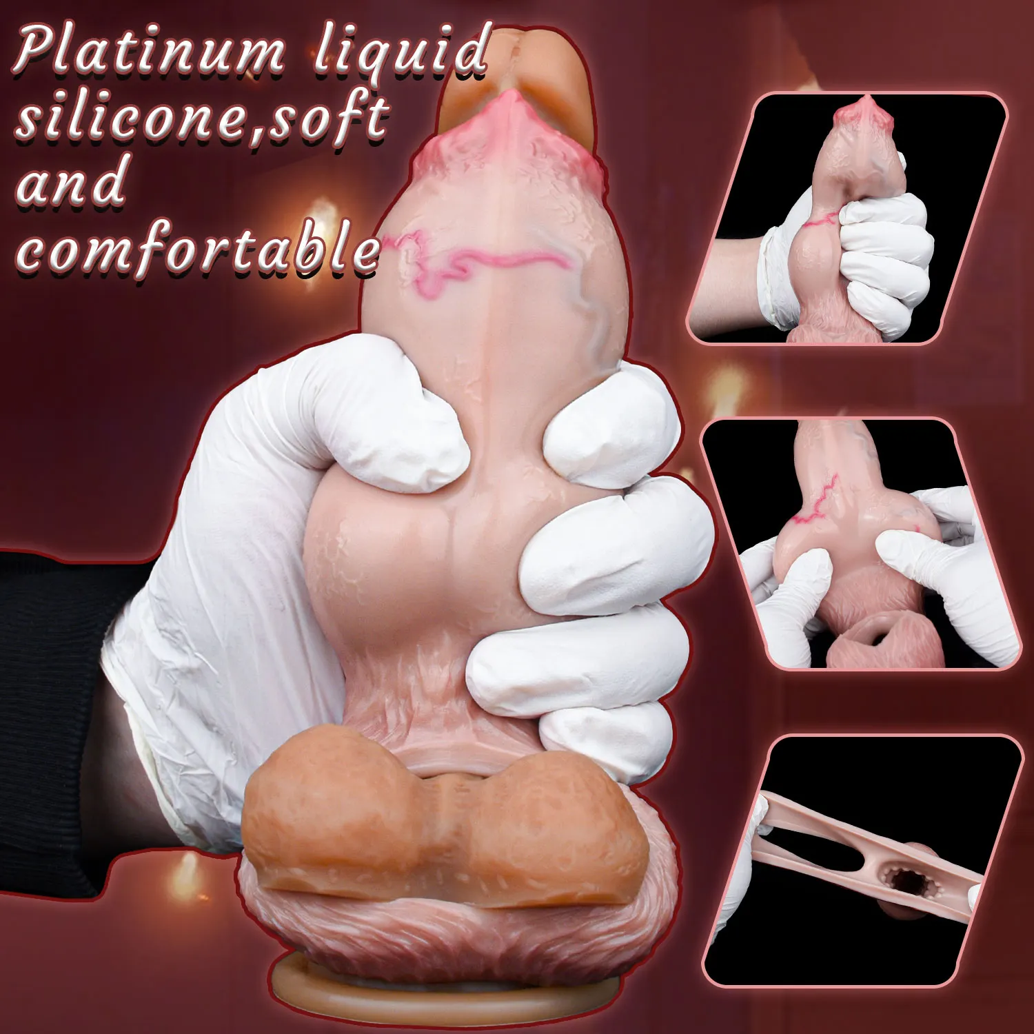 Kai Realistic Dog Penis Sleeve for Men, 3 Sizes, Platinum Silicone, Enhancing & Delay Ejaculation