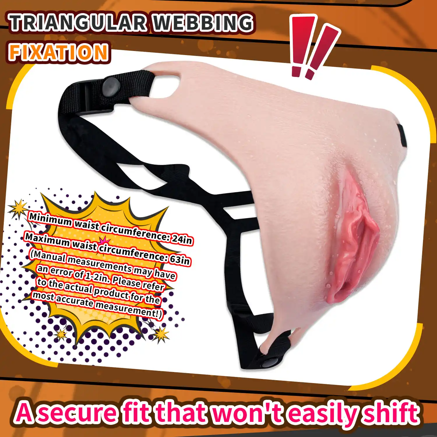 Grace Adjustable Waist Strap Silicone Realistic Vagina Pad