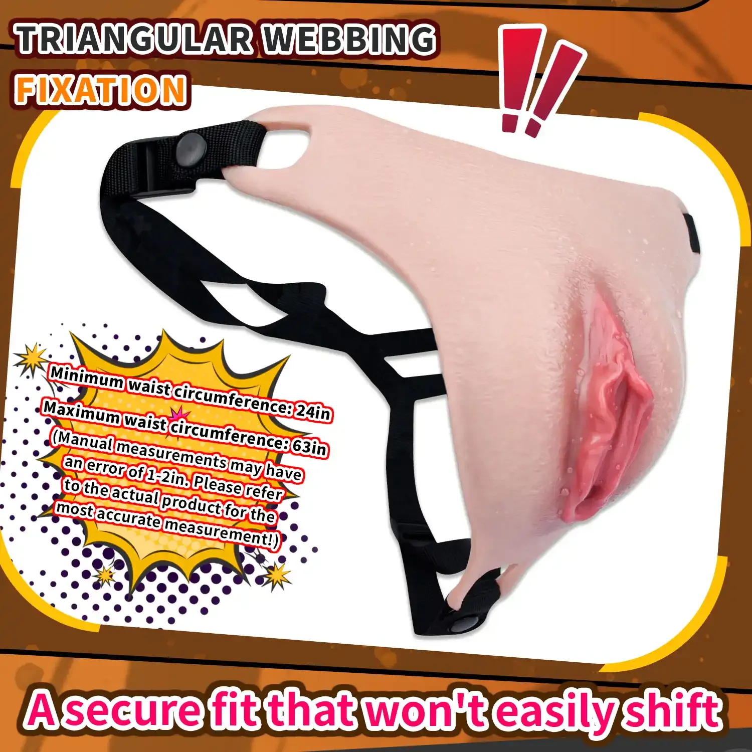 Grace Adjustable Waist Strap Silicone Realistic Vagina Pad