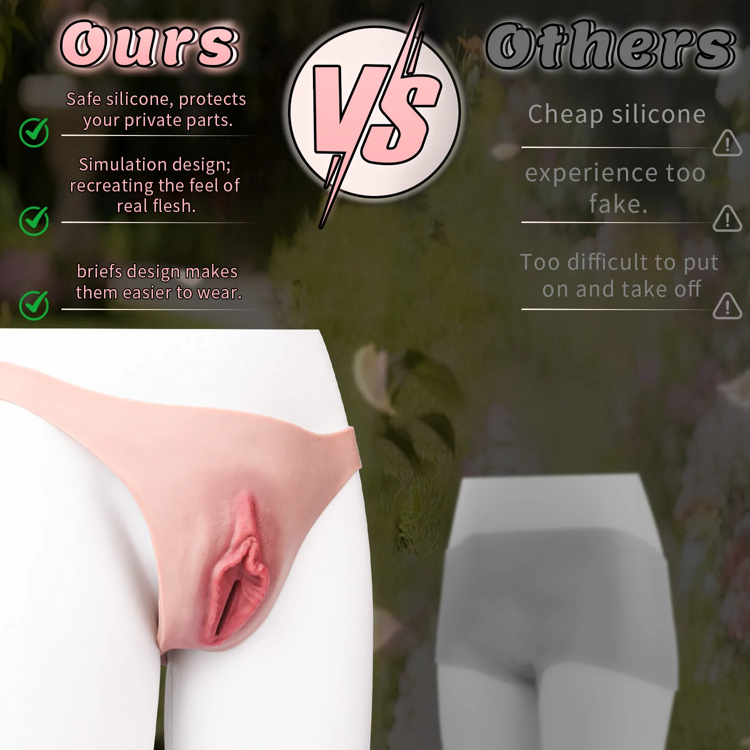Chloe Soft Crossdresser Panties, Invisible Realistic Vagina Pants for Daily Transgender Wear