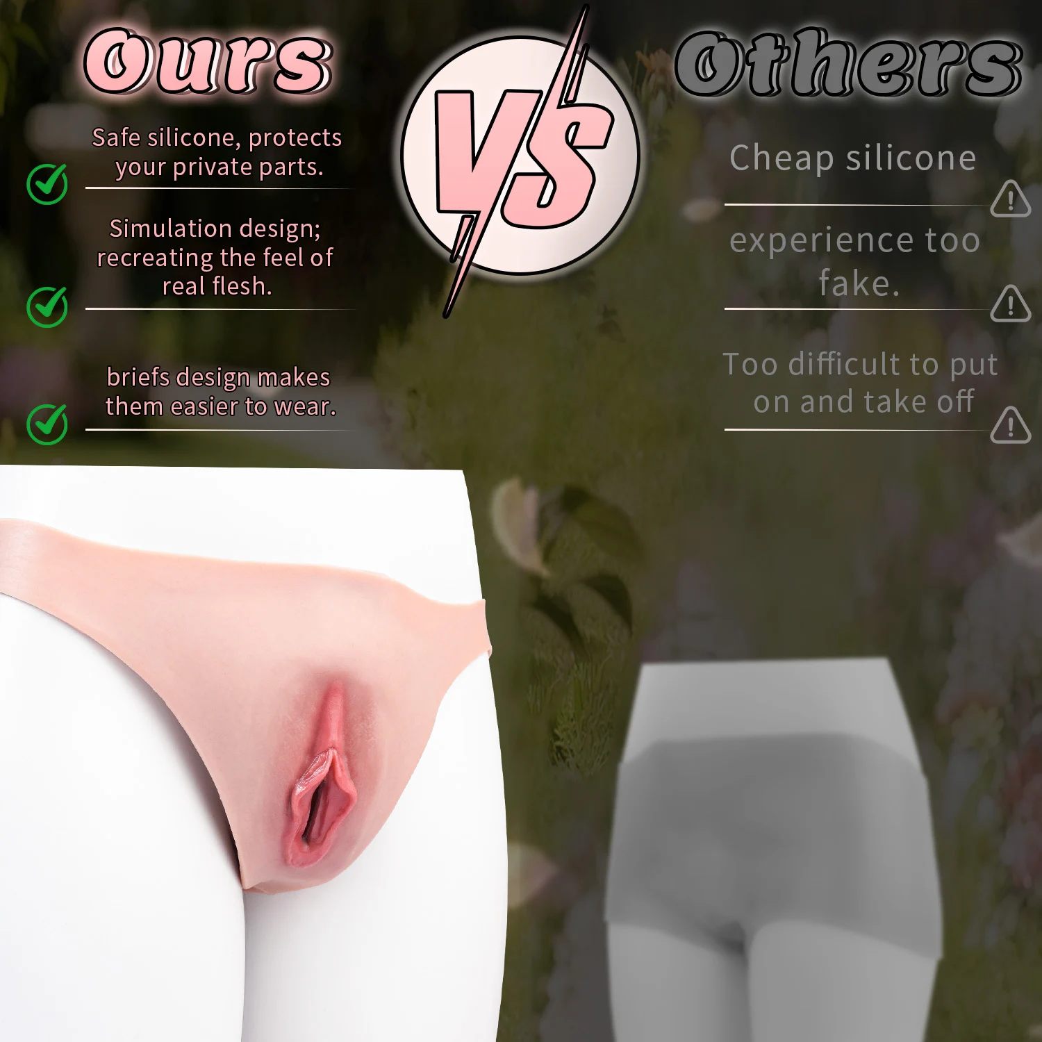 Lila Body Shaping Realistic Vagina Pants, High Stretch Hollow Crossdresser Transgender Panties