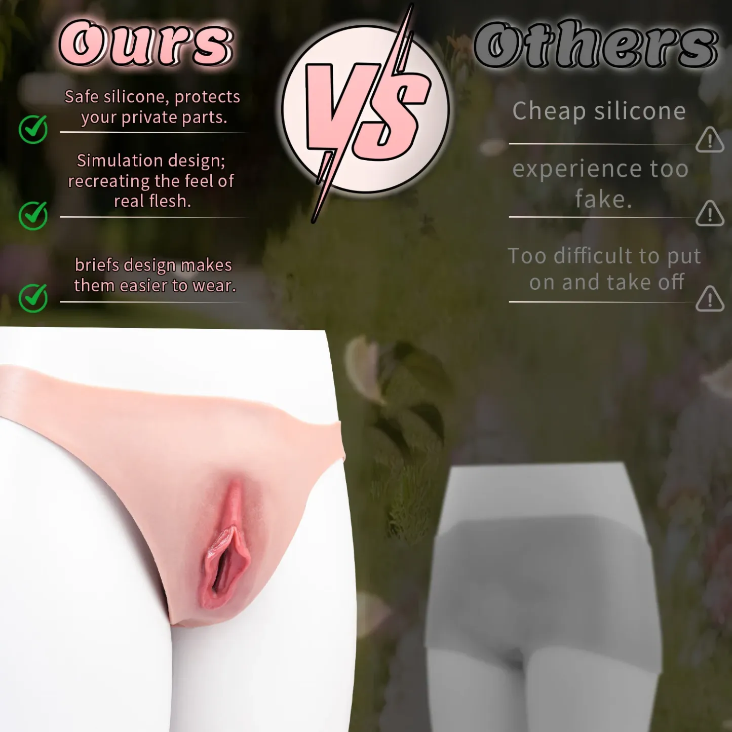 Lila Body Shaping Realistic Vagina Pants, High Stretch Hollow Crossdresser Transgender Panties