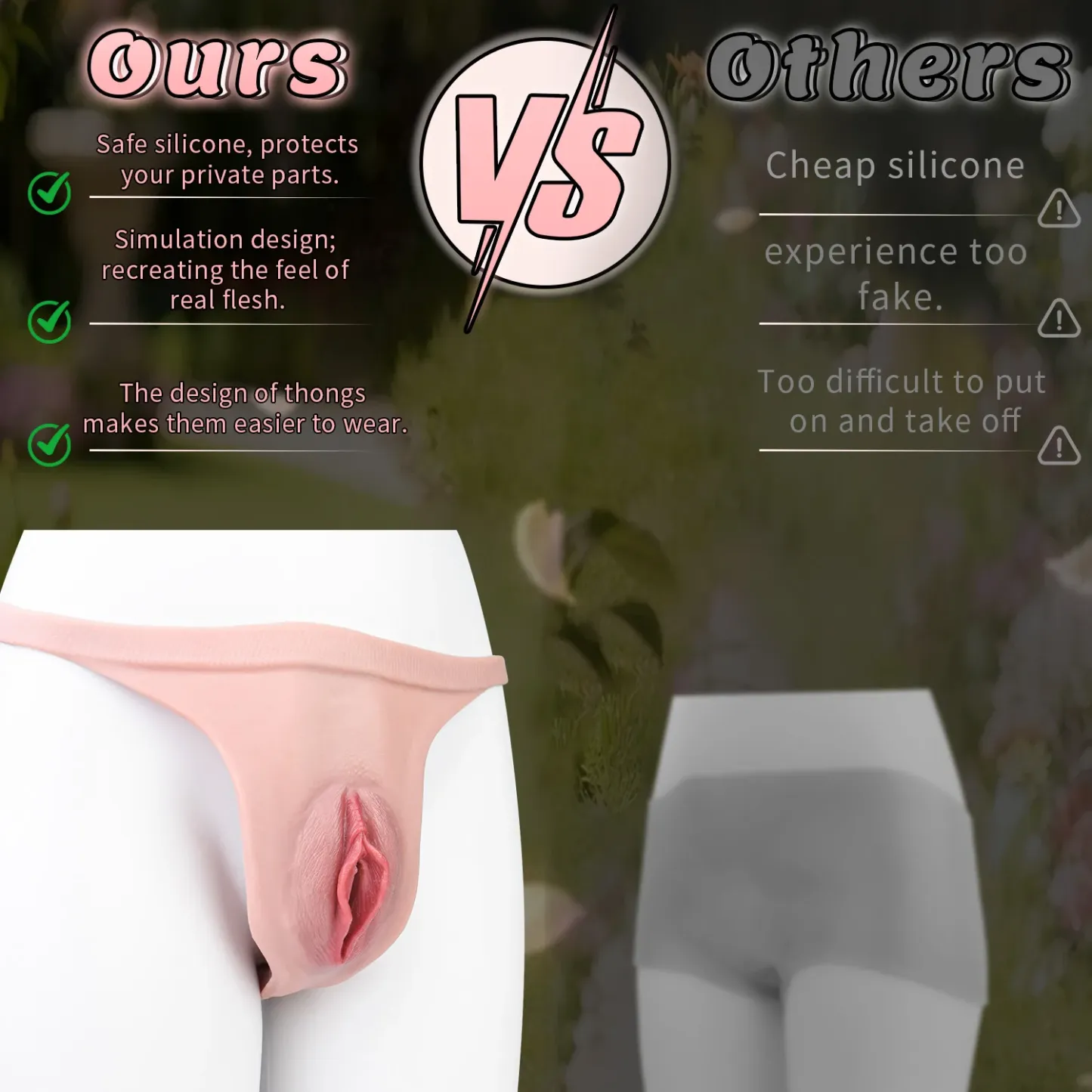 Ella Beginner Realistic Vagina Pants, Portable Hollow Crossdresser Panties for New Users