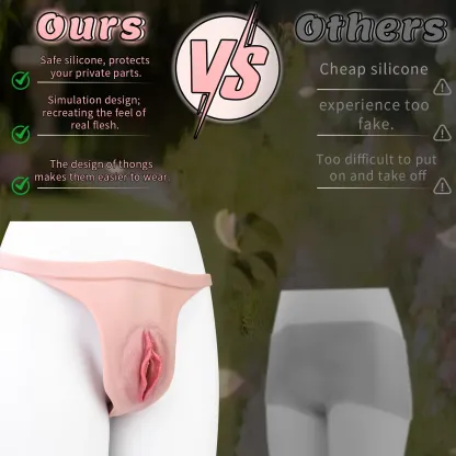 Ella Beginner Realistic Vagina Pants, Portable Hollow Crossdresser Panties for New Users