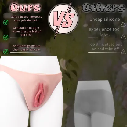 Luna Realistic Vagina Pants for Crossdresser, Medical Grade Silicone Hollow Transgender Panties