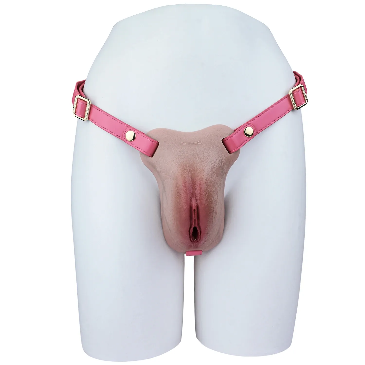 Mia Leather Wearable Realistic Vagina Pants for Crossdresser, Soft Silicone Fake Vagina with Textured Interior