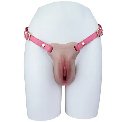 Mia Leather Wearable Realistic Vagina Pants for Crossdresser, Soft Silicone Fake Vagina with Textured Interior