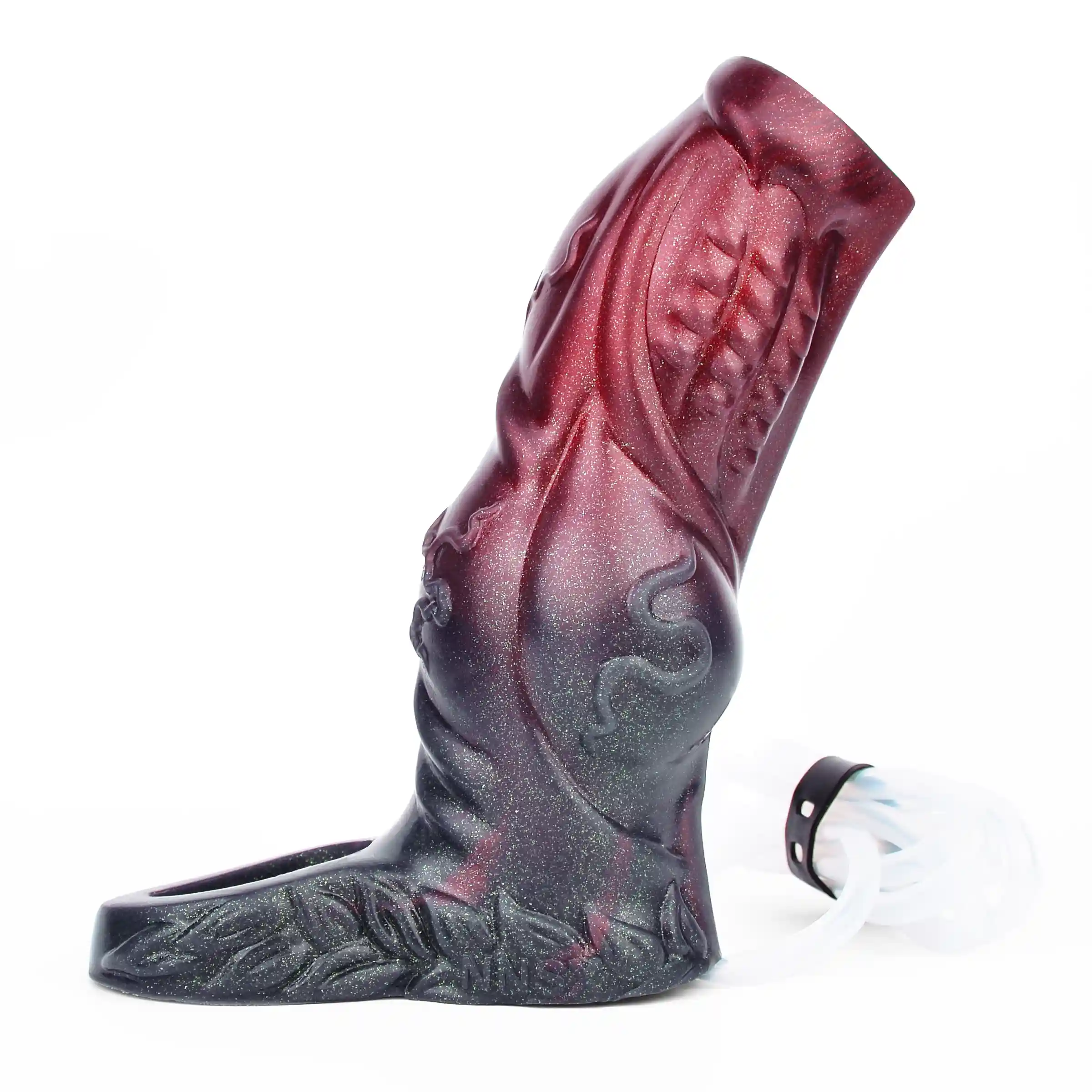 John 5.6" x 2.0" Black Warrior Water Spraying Cock Sleeve