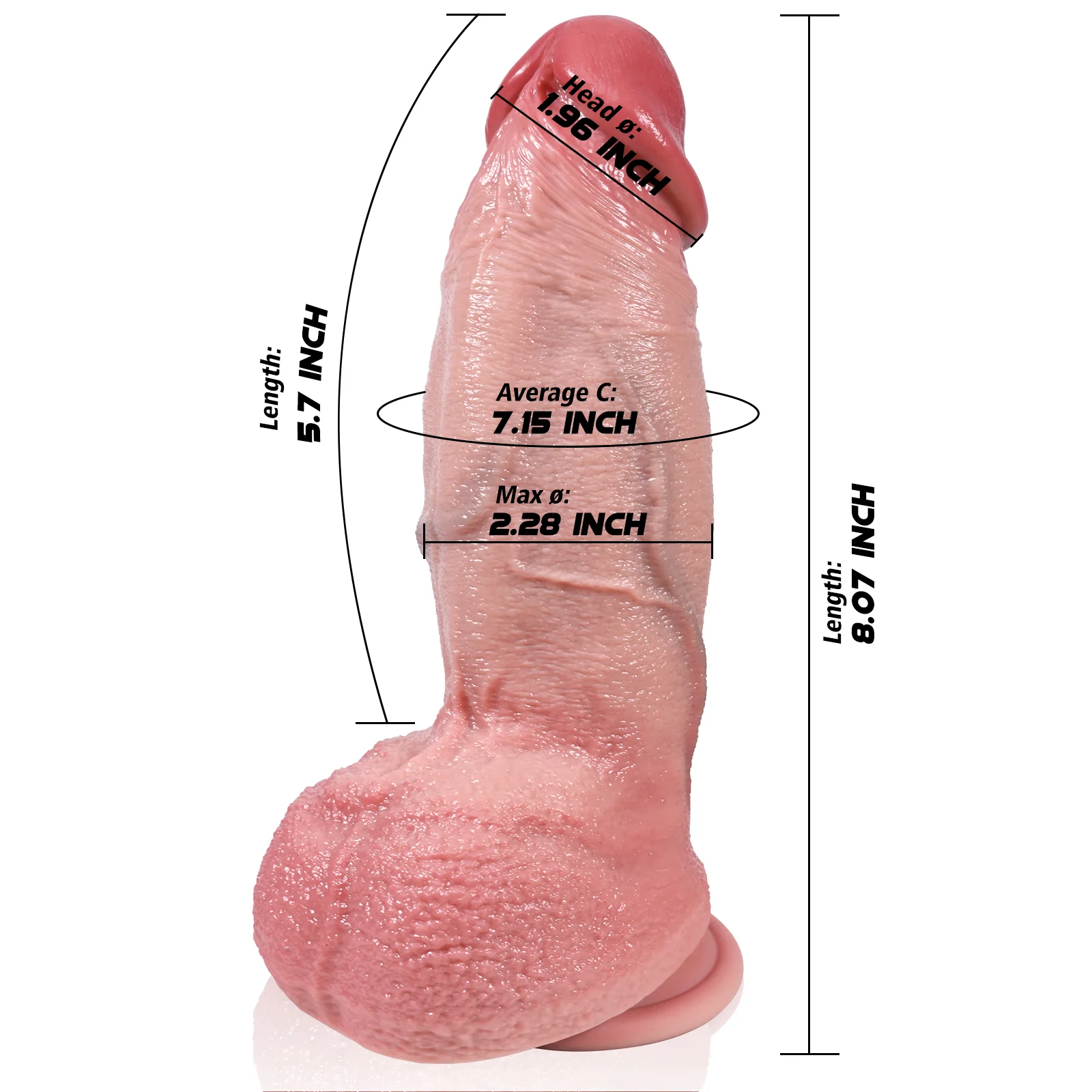 Luke 8"x2.3" Real Skin Silicone Realistic Dildo – Hands Free Pleasure